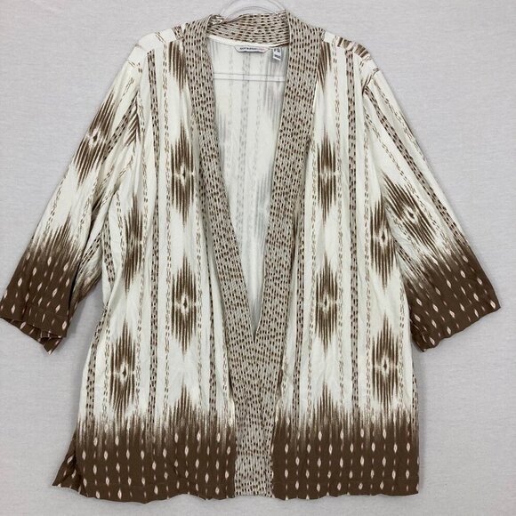 Isaac Mizrahi Southwestern Print Brown White Open Front Knit Cardigan 2X - Picture 1 of 9